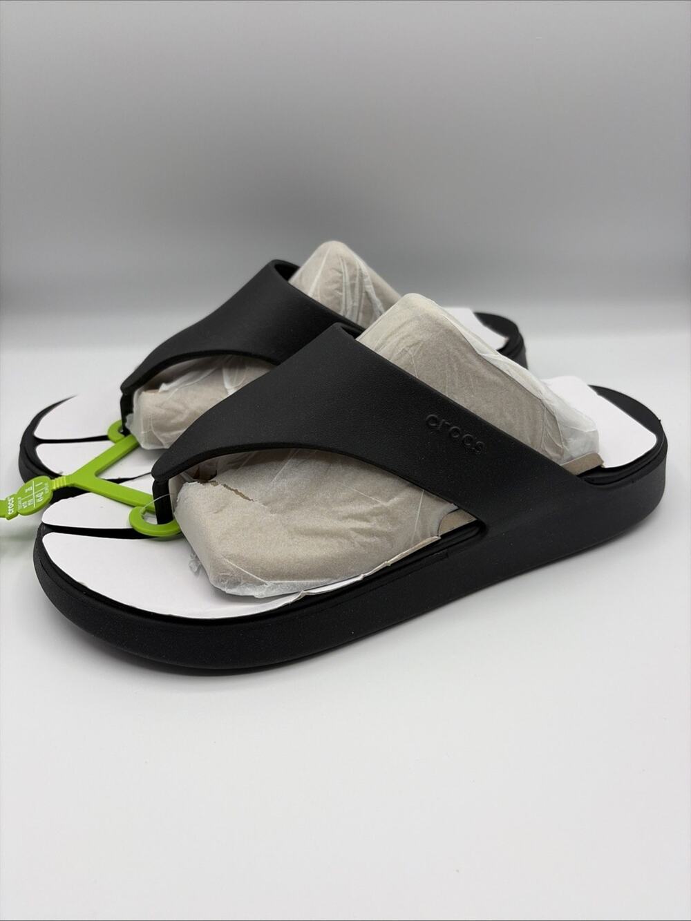 Crocs Getaway Triangle EVA Women's Black Sandals Flip Flops Black US Sz 10